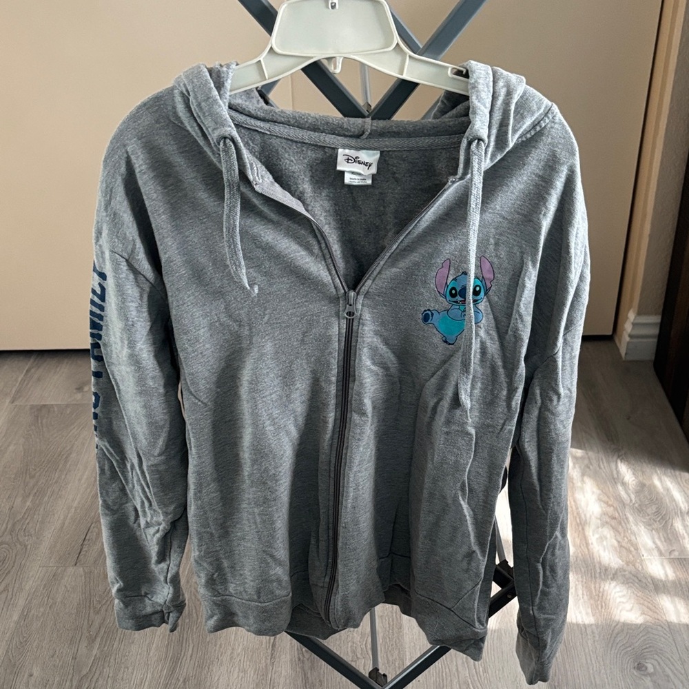 Disney Gray Hoodie with Blue Stitch Design
